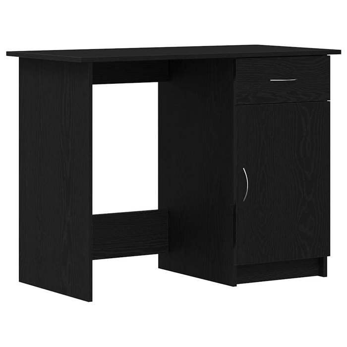 Bureau avec porte en bois dingénierie - CLARENCE - 100x50x76 cm - Chêne noir - Avec tiroir - Avec 1 porte - Durable