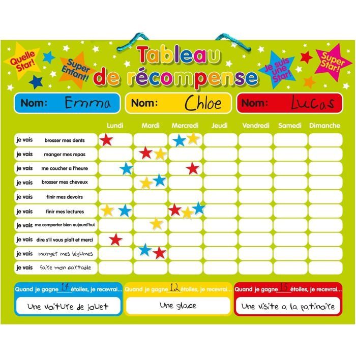 Ainiv Tableau De Récompenses Magnétique – Avec 52 Autocollants Tâches Et 120 étoiles – Pour Enfants – Thème Dinosaure – Bleu – 30x21 Cm