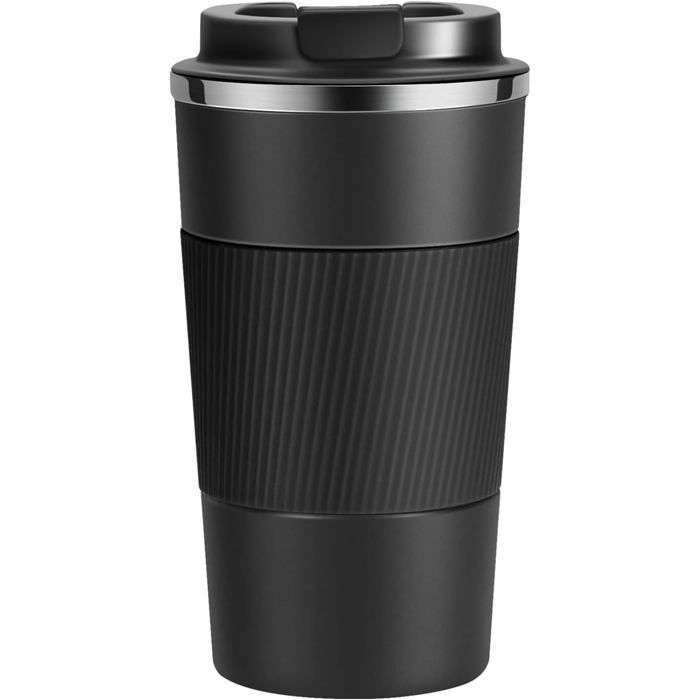 Tasse Café Mug Isotherme de Voyage Isolée en Acier Inoxydable Tasse Voiture Etanche sans BPA Tasse Thermique avec (500ml Noir)