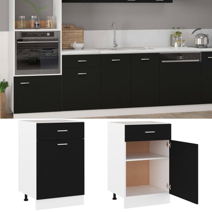 Soldes FlottantsArmoire à tiroirs 1 PCS - Cabinet/Meuble bas de cuisine - Lyon Noir 50x46x81 5cm Bois dingénierie 5207267