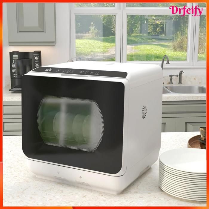 15653 Mini lave-vaisselle 4 couverts 5 programmes réservoir deau 6L commande tactile affichage LED 45 x 44 x 458 cm blanc