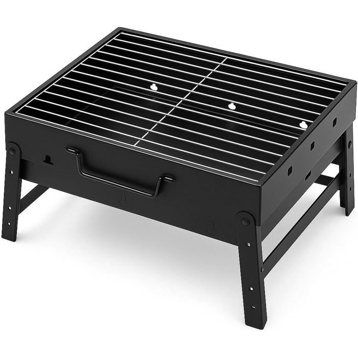 Barbecue au charbon portable - stahl-design-tebart - Compact et pratique - Poignée intégrée pour transport facile