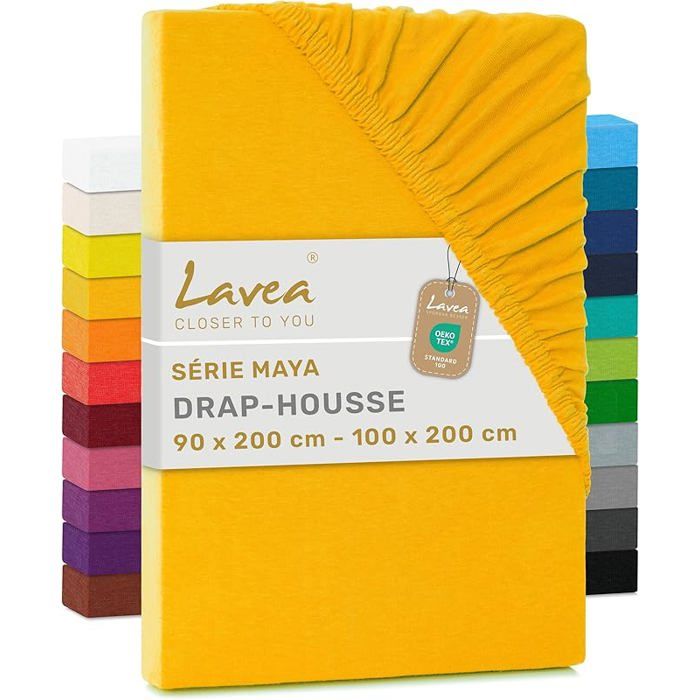 Jaune Doré 90 x 190/200 cm pour Matelas Épais Jusquà 20 Drap-Housse 90x190/200 cm - Coton 100% Doux et 90 X 190 200 DRAP HOUSSE