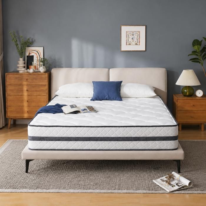 Matelas 140x190 cm Patbrela - 26 cm - mémoire de forme mousse HR soutien ferme 7 zones coton respirant Oeko-TEX Anti-acariens