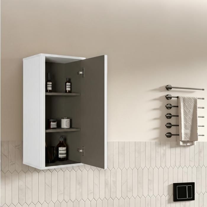 JOINERY Meuble Rangement Armoire Murale Salle De Bain Suspendue Push To Open Blanc MDF Contreplaque 36 x 29 x 75 cm