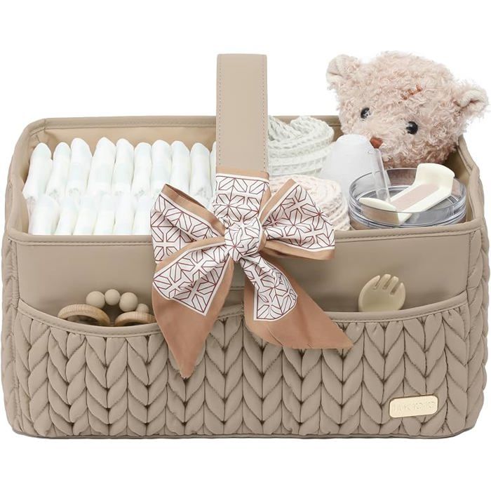 Organisateur Bébé Beige Panier de Rangement à Couches et Lingettes Caddy Portable pour Accessoires Bébé PACK PROMENADE