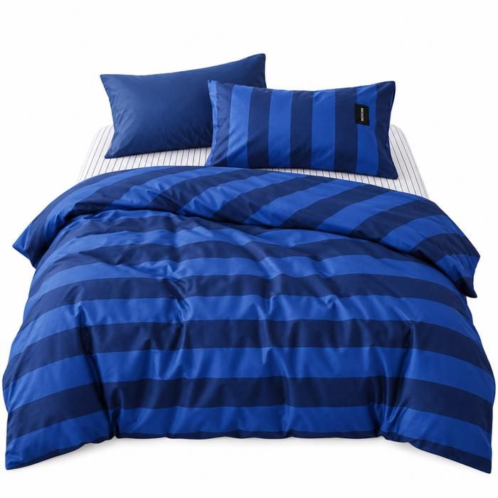Parure de Lit 4 Pièces 100% Coton 40s Housse de Couette 200x230 cm Drap-Housse Rayures Bleues Minimalistes Parure de Lit 4 Pièces 100% Coton 40s Housse de Couette 200x230 cm Drap-Housse Rayures Bleues Minimalistes