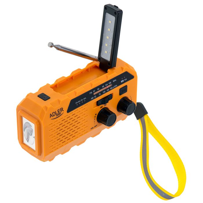 Radio Solaire Dynamo Portable Rechargeable FM /AM Chargeur USB C Power Bank Adler AD1197 Jaune