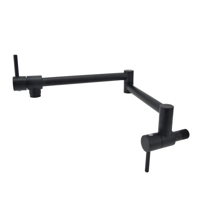 Robinet Rotatif Mural Chromé - Bec Pivotant Commande Unique - Alliage Zinc - 30cm - Cuisine Ou Salle De Bain - 5