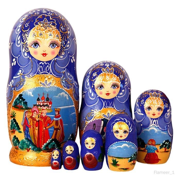 Poupées Russes Bois – Crèche De Noël (5 Pièces) – Joseph, Marie, Roi Mage, Ange, Jésus, 14 Cm