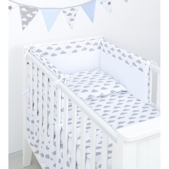 Parure de lit bebe gris 60x120 cm avec tour de lit 2 en 1 Cdiscount Puericulture Eveil bebe