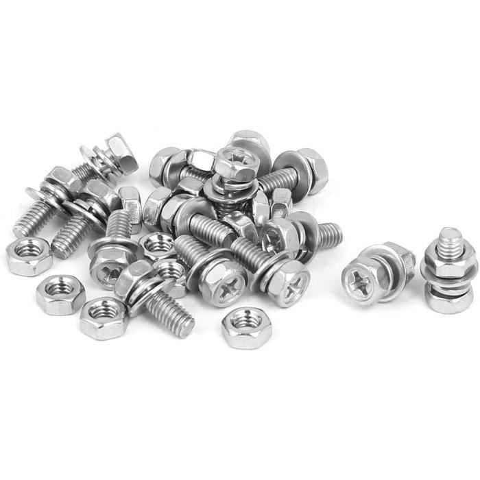 5 Vis M4x35 Mm Acier Inox - Tête Ronde Avec Rondelle - Phillips - Pour Bricolage Et Assemblage