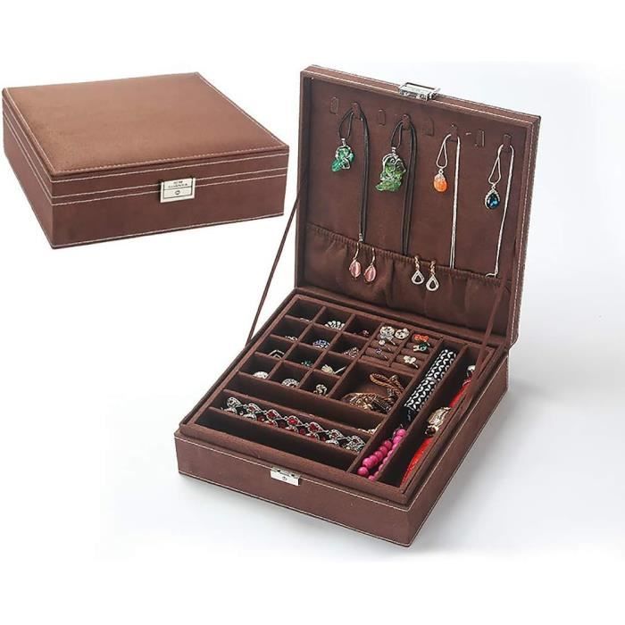 écrin Bijoux Cadeau élégant Boîte à Bijoux Bois Vintage Style Européen - 14,5x11x6,5cm - Serrure - Rangement Bijoux Élégant Coffret Rangement Bijoux