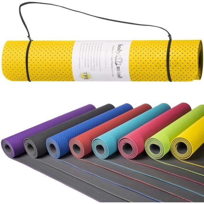 Tapis De Yoga Antidérapant TPE - 183x61x0,6 Cm - Lignes D'alignement, Sangle De Transport - Pour Yoga, Pilates, Fitness Maison - 8