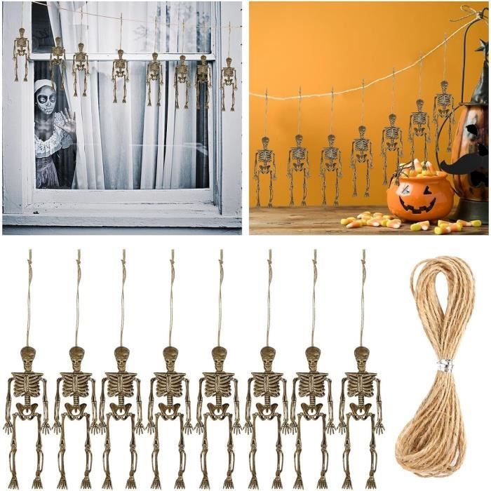 Décoration Halloween Squelette - 2 Mains + 1 Tête Pour Jardin - Élément Effrayant Neuf Sous Blister