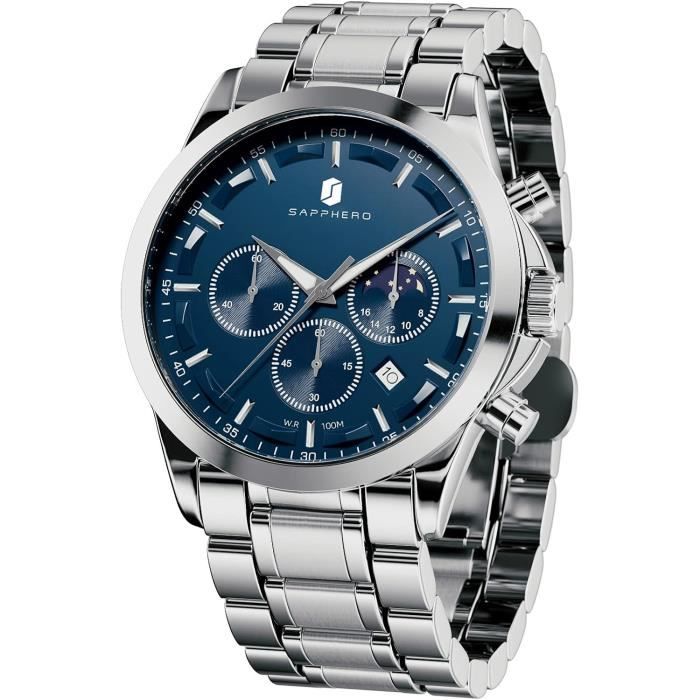 Montre Homme Montres Etanche 100M Chronographe Lumineuses