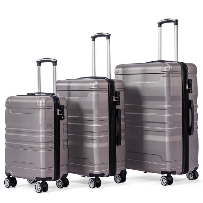 Valises Rigides LONG VACATION - Lot De 4 Tailles (16", 20", 24", 28") - ABS Léger, Serrure TSA, Roulettes Pivotantes - Voyage Organisé