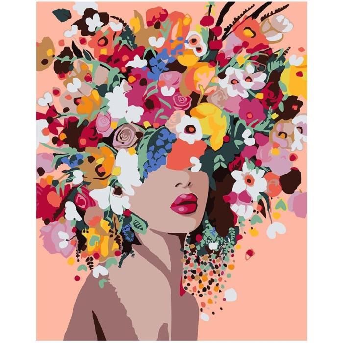Peinture Par Numéros GAROMIA – Flower Girl – 40x50 Cm – Kits Acrylique Avec Pinceaux – Loisir Créatif Adulte Et Enfant