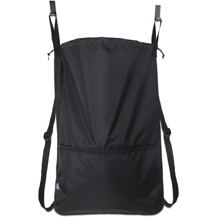 Luxja Sac à Linge Sale Voyage - Panier à Linge Pliable Avec Crochets Porte Acier Inox Et Bretelles, Noir - Idéal Dortoir Et Voyages