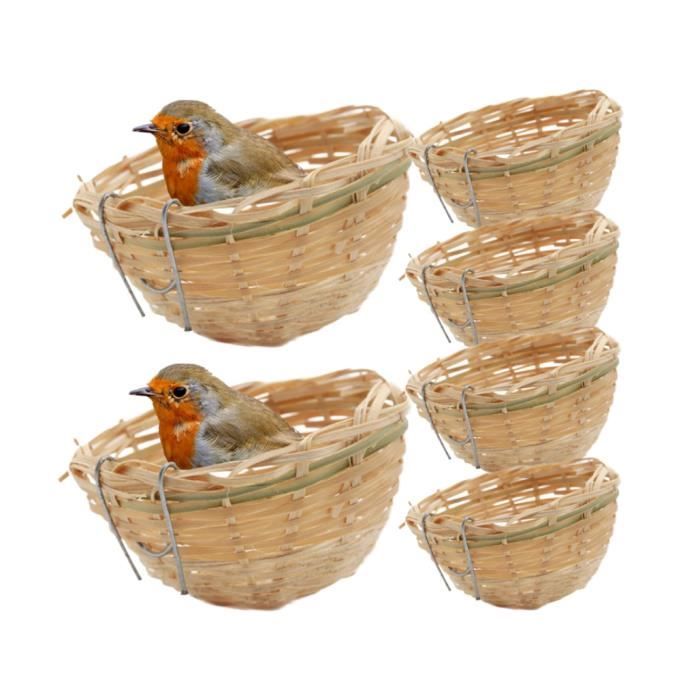 Nid D'oiseau 6 Pièces Nid D'oiseau En Bambou Tissé Pour Cage 3,9x2,4 '' Nid De Perruche Nid De Canari Accessoires De Cage À Oiseaux