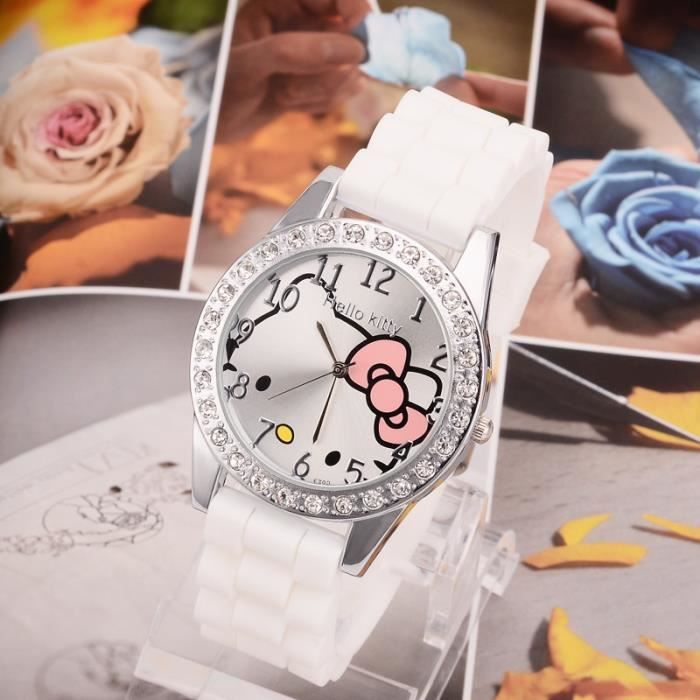 Hello Kitty Montres Fille luxe strass Montre enfants Dessin anim