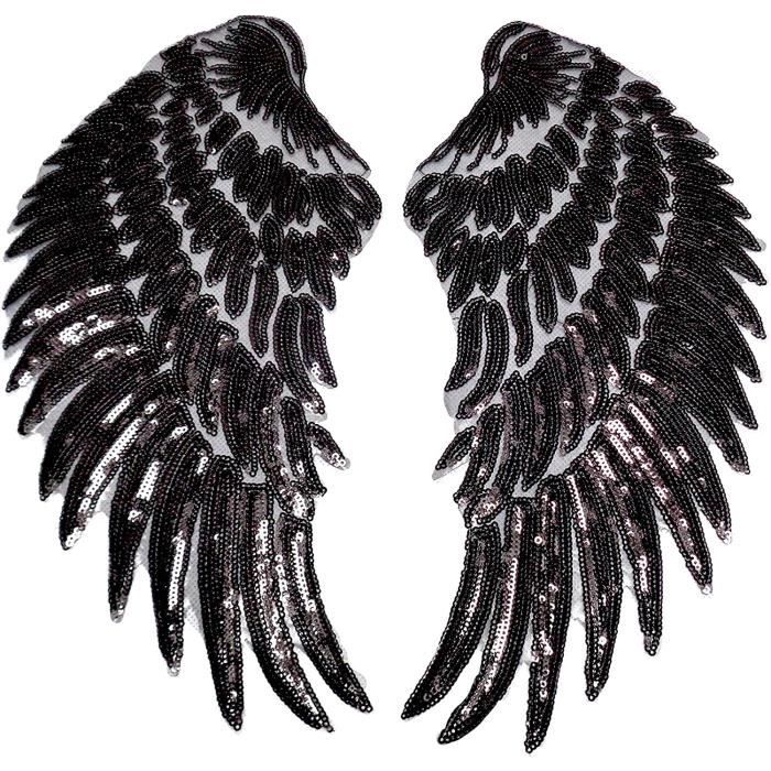 Patchs à Paillettes Lot De 2 Écussons Brodés Paillettes Couronne Ange - Décorations Pour Vêtements, Sacs, DIY écussons Paillettes Couronne Ange