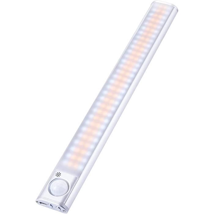 Lumière De Placard Led, 48Led Lumière à Piles Capteur De Mouvement Lumière Rechargeable Éclairage Sous Armoire Veilleuse Pour Placard, Armoire, Cuisine, Armoire, Placard