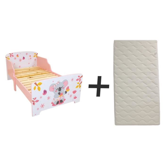 FUN HOUSE Lit Cally mimi koala 140 x 70 cm - SOMMIER ET MATELAS CLIMATISE (FACE ETE / HIVER) INCLUS