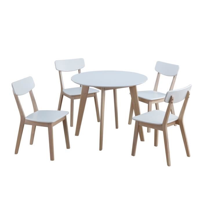 Ensemble Table Ronde Et 4 Chaises Bourges Blanc Achat Vente