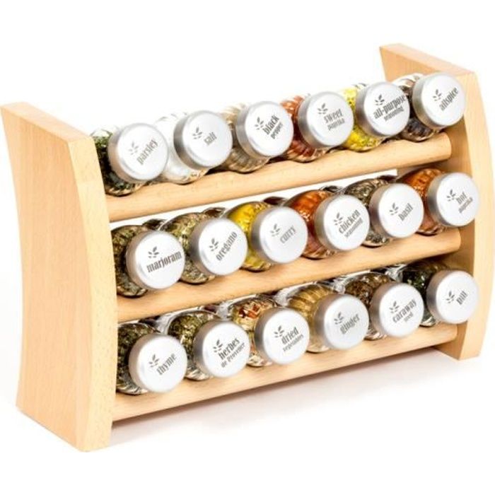 Étagère À Épices [Lot De 2] - Tiroirs En Bois De Bambou Porte-Épices