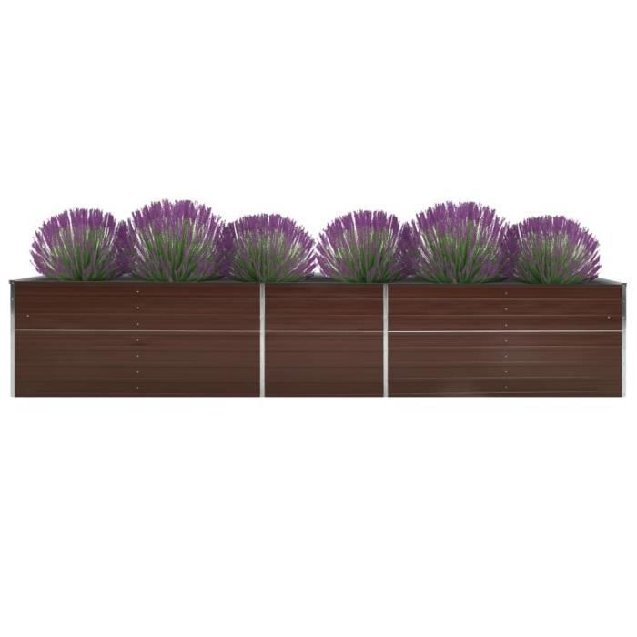 Jardiniere Bac A Fleur Rectangulaire Pour Jardin Terrasse Et Balcon Acier Galvanise 400 X 80 X 45 Cm Marron Achat Vente Jardiniere Bac A Fleur Jardiniere Bac A Fleur Cdiscount