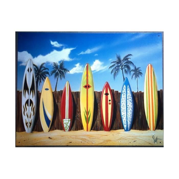 Planche De Surf Deco Murale Plaque 7 planche de surf sur la plage deco mer bar snack - Achat