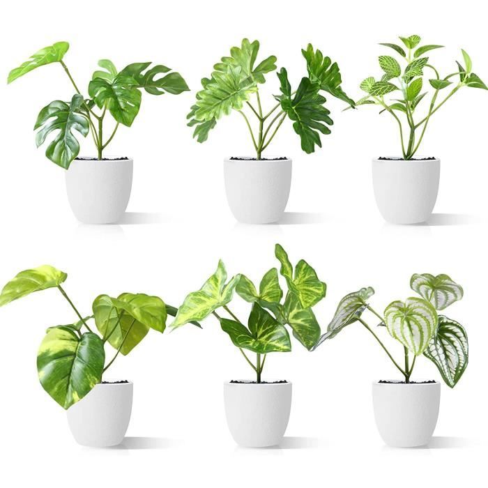 Plantes Artificielles Interieur avec Pot Plastique Mini Fausse Plantes 15  cm Maison Balcon Salon Chambre Verte Deco (6 Pack) - Cdiscount Maison
