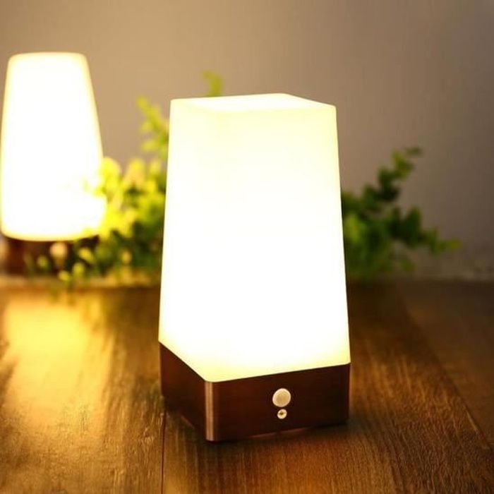 Eaxus® Lampe de nuit Lampe de chevet sans fil avec détecteur de mouvement et détecteur crépusculaire 