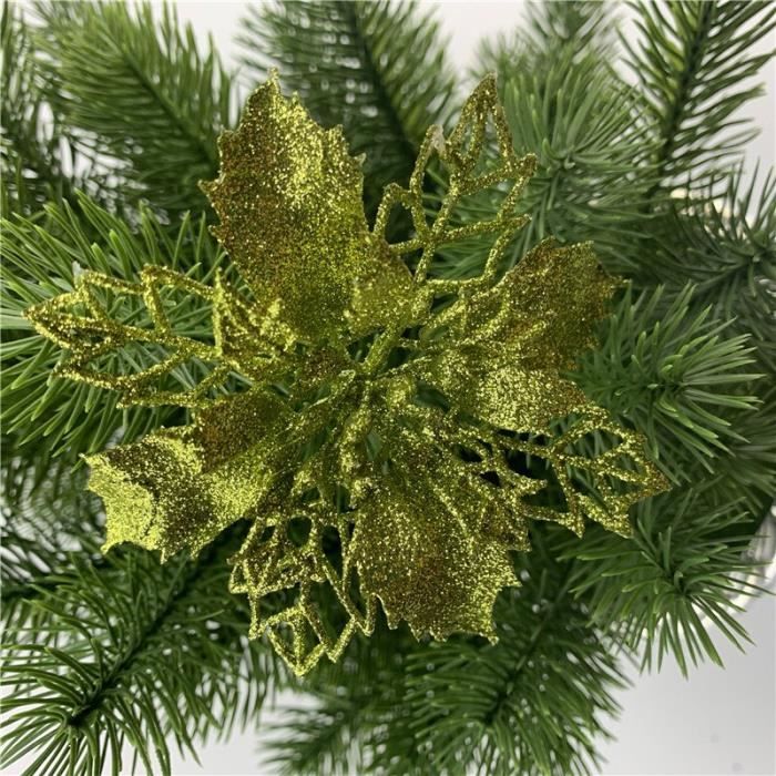 Boule de noel,Fleurs artificielles de noël à paillettes, fausses fleurs