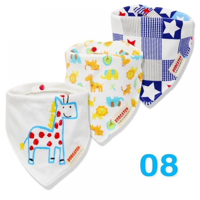 Lot De 2 Bavoirs Bandana 100% Gaze De Coton 16 X 41 Cm Bleu