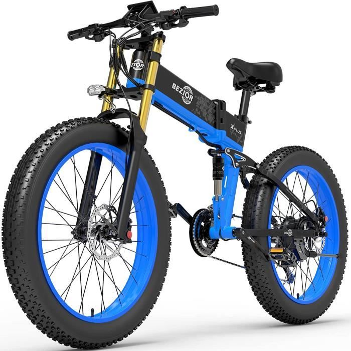 Vélo électrique pliable BEZIOR X PLUS 48V 17.5 - Shimano 9-Speed - Roues 26*4.0 - Charge 200kg