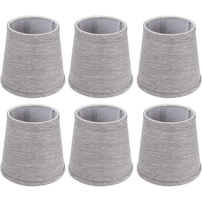 Lot De 6 Abat-jour En Tissu Lin Blanc - Pour Lustre Et Applique Murale - Style Scandinave, Ampoule E14