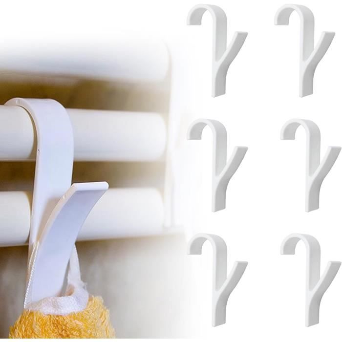 Lot De 8 Crochets Pour Radiateur - Porte-serviettes/sèche-linge D'appoint - Plastique Blanc - Design Simple Et Pratique