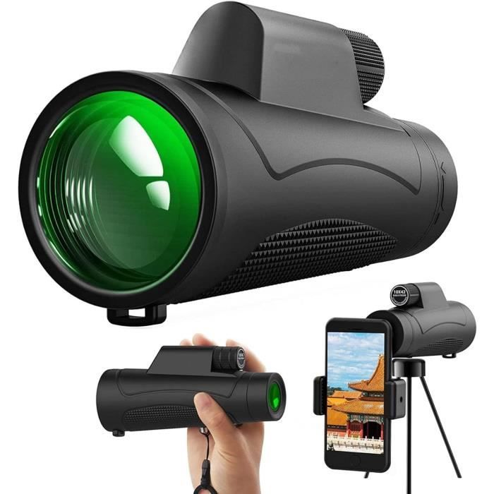 Télescope monoculaire avec trépied pour Smartphone pour Adultes et Enfants, 26 x 65 HD Portable Bak4 Prism Puissant monoculaire avec Clair pour l'observation des Oiseaux, la Chasse, la randonnée