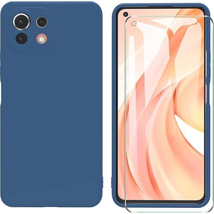 Coque Silicone Noire Mate Pour Xiaomi Mi 11 Lite Avec Film Verre Trempé - Protection Complète