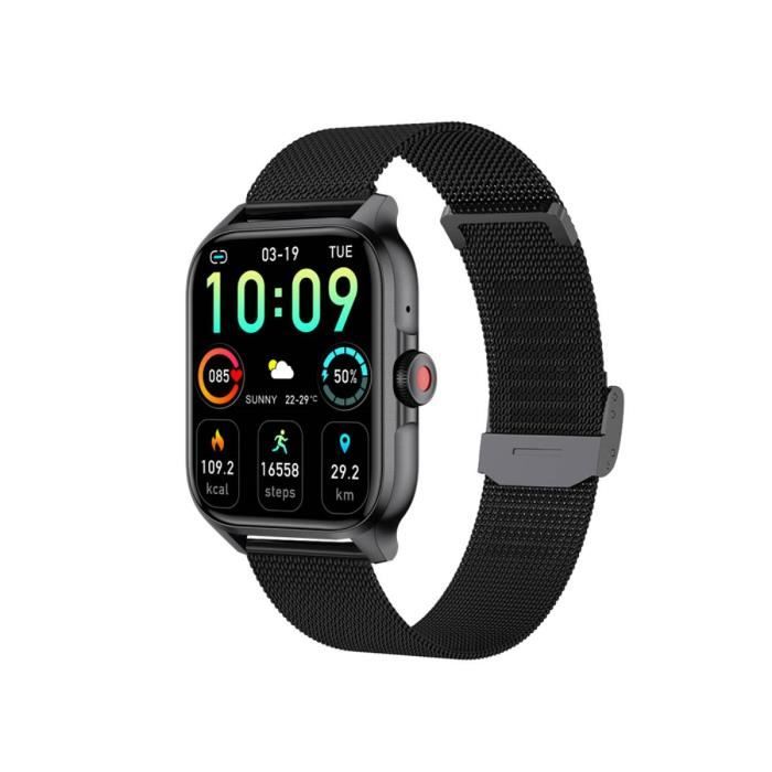 Montre Connectée - Eko - Noir - IP68 - Suivi cardiaque - Appels intégrés
