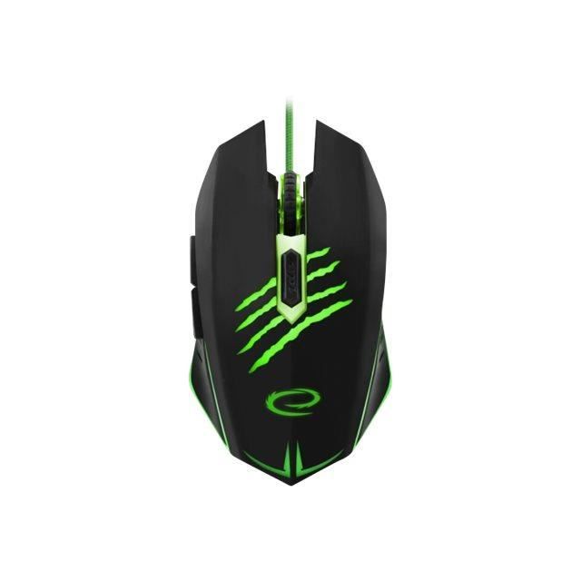 Souris optique ESPERANZA MX209 CLAW – 6 boutons – câble tressé – LED verte