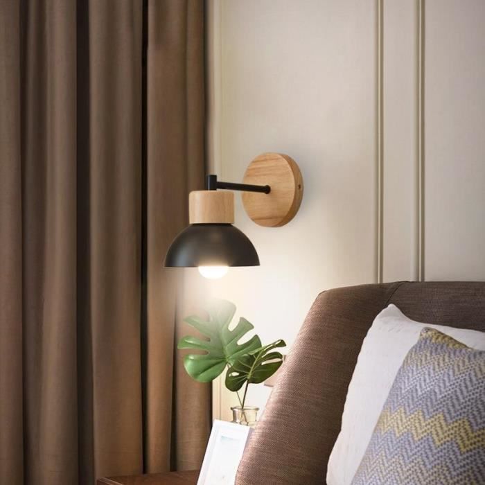 MOGOD Applique Murale Industrielle Vintage - Lampe Murale Réglable Ø15cm Blanc en Bois Métal E27 Luminaire pour Chambre Salon