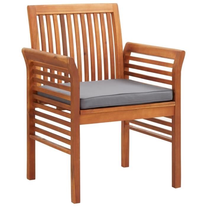 chaise de jardin - famirosa - bois d'acacia massif - résistance aux intempéries - coussin rembourré inclus