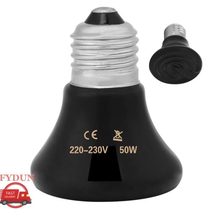 Meilleurs prix pour FYDUN Ampoule émettrice de chaleur Lampe chauffante pour animaux de compagnie, émetteur animalerie chauffage Noir 50W 32KG 0,23A