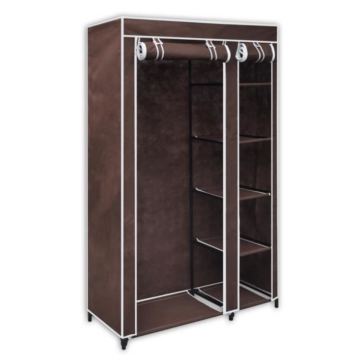 Armoire Pliante Etagere De Rangement En Tissu Et Tubes En Acier Brun Garde Robe Pour Chambre Voyage Camping 110 X 45 X 175 Cm Achat Vente Armoire De Chambre Armoire Pliante Etagere De