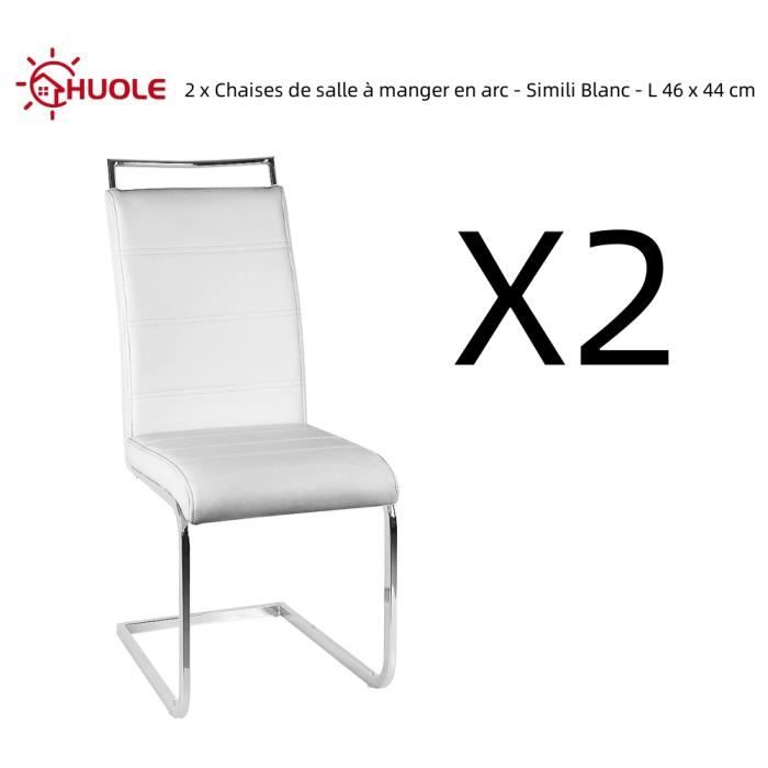 HUOLE 2 x Chaises de salle à manger en arc - Simili Blanc - Contemporain - L 46 x 44 cm