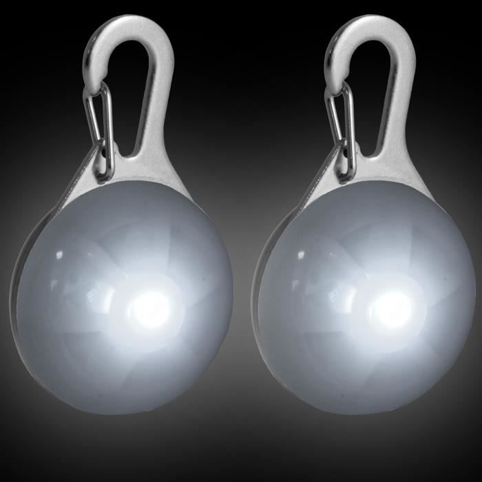 Meilleurs prix pour Pendentif Lumineux Clignotant pour Chien - CampTeck - 2X Blanc - 3 Modes d'éclairage