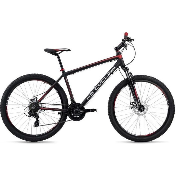 Velo VTT Semi Rigide 27 5 KS CYCLING Xceed Unisexe 21 Vitesses Freins a Disques Noir Rouge Taille de Cadre 50 cm Cdiscount Sport